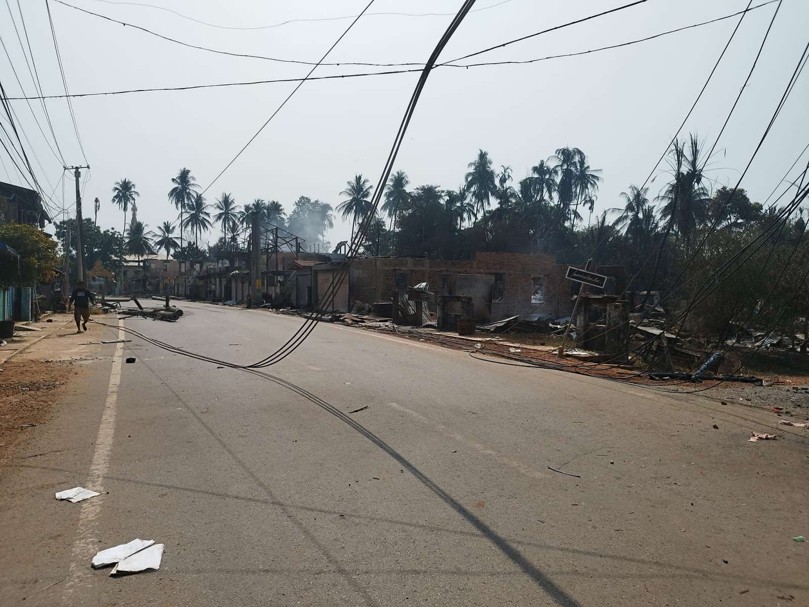 Destruction in Kawkareik, located along the Asian Highway 1, 23 March 2024. (Photo: News Service Station)